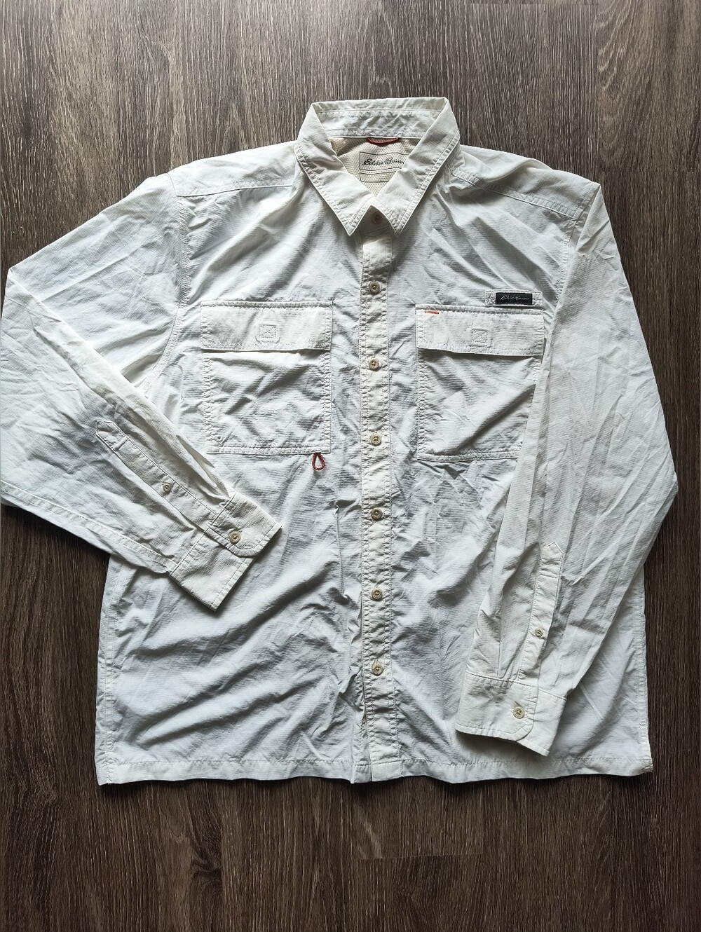 Eddie Bauer Fishing White Collared Button-Up Shirt